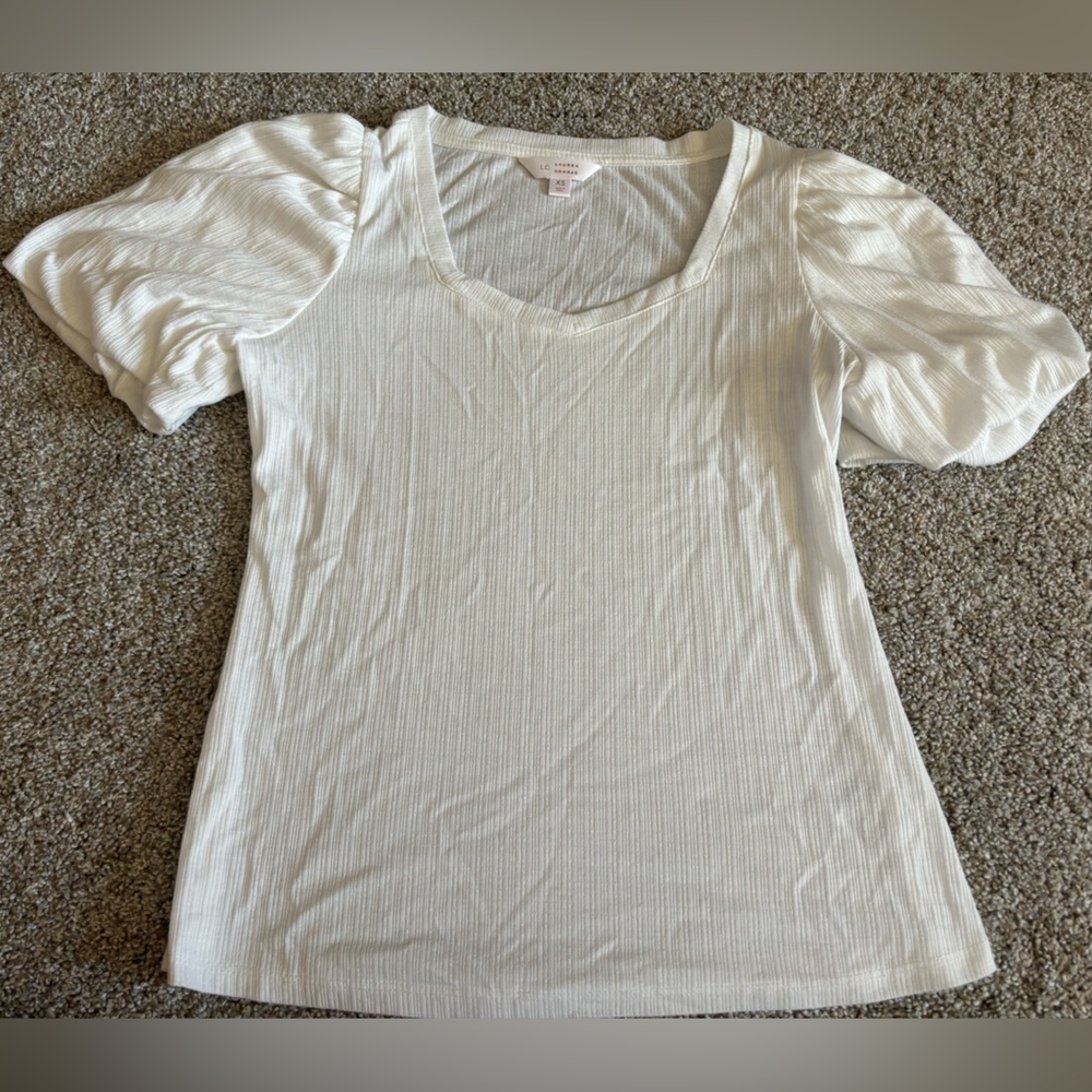 White Lauren Conrad Puff Sleeve Tee